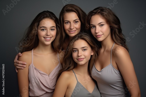 A family of women of different ages showing beauty, love and sisterhood.