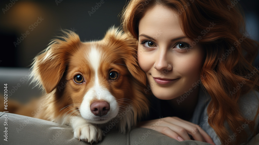 Young woman with her cute Jack Russell Terrier at home cute pets Young woman with her cute Jack Russell Terrier at home cute pets