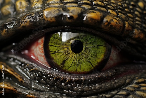 Reptilian Intensity: Macro Shot of a Crocodile's Eye