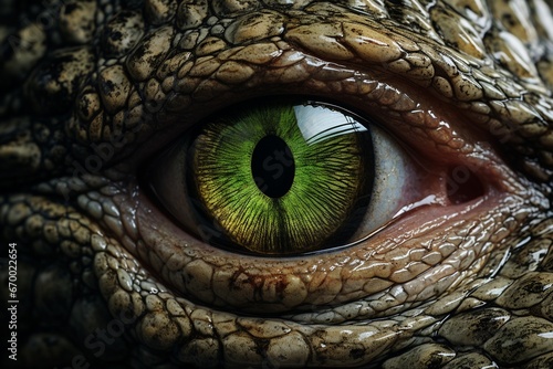 Reptilian Intensity  Macro Shot of a Crocodile s Eye