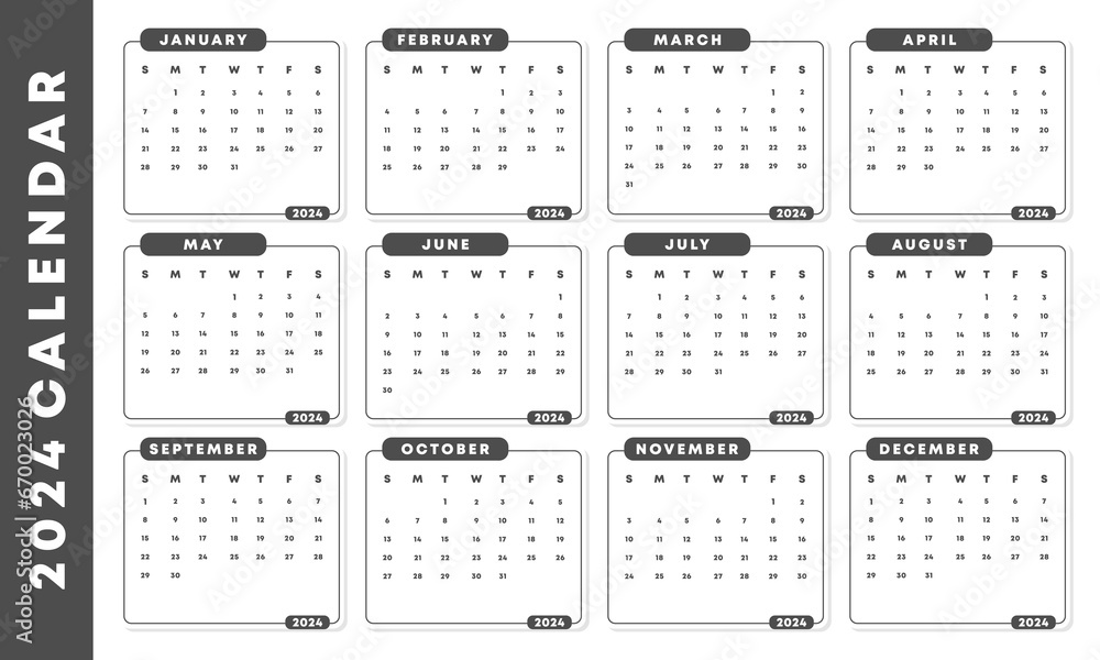 2024 calendar template vector