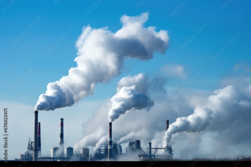 smoke from industrial chimneys against a clear sky