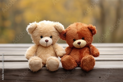 two teddy bears facing opposite directions © studioworkstock