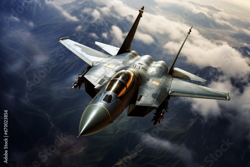 Aerial Dominance: Combat Military Fighter Jet from Above