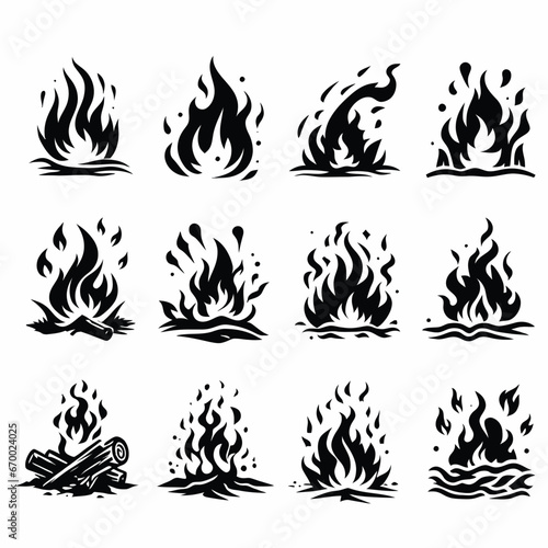 Fire icon vector set