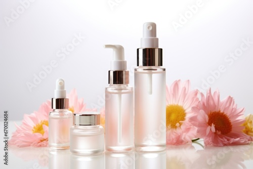 different sizes of hypoallergenic skincare bottles photo