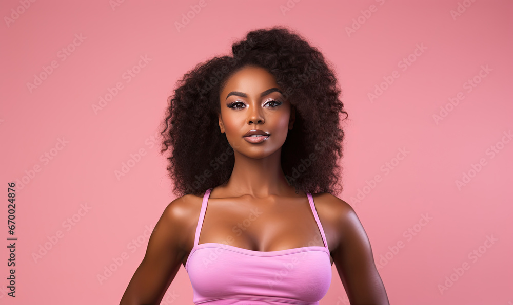 Captivating woman with curly exudes charm and beauty. Captivating woman with curly exudes charm and beauty.