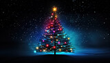 Festively decorated Christmas tree on a uniform background on New Year's Eve or Christmas