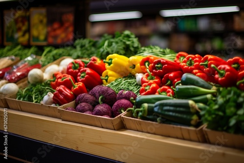 Vibrant Vegetables in Basket - Supermarket Fresh Produce Section
