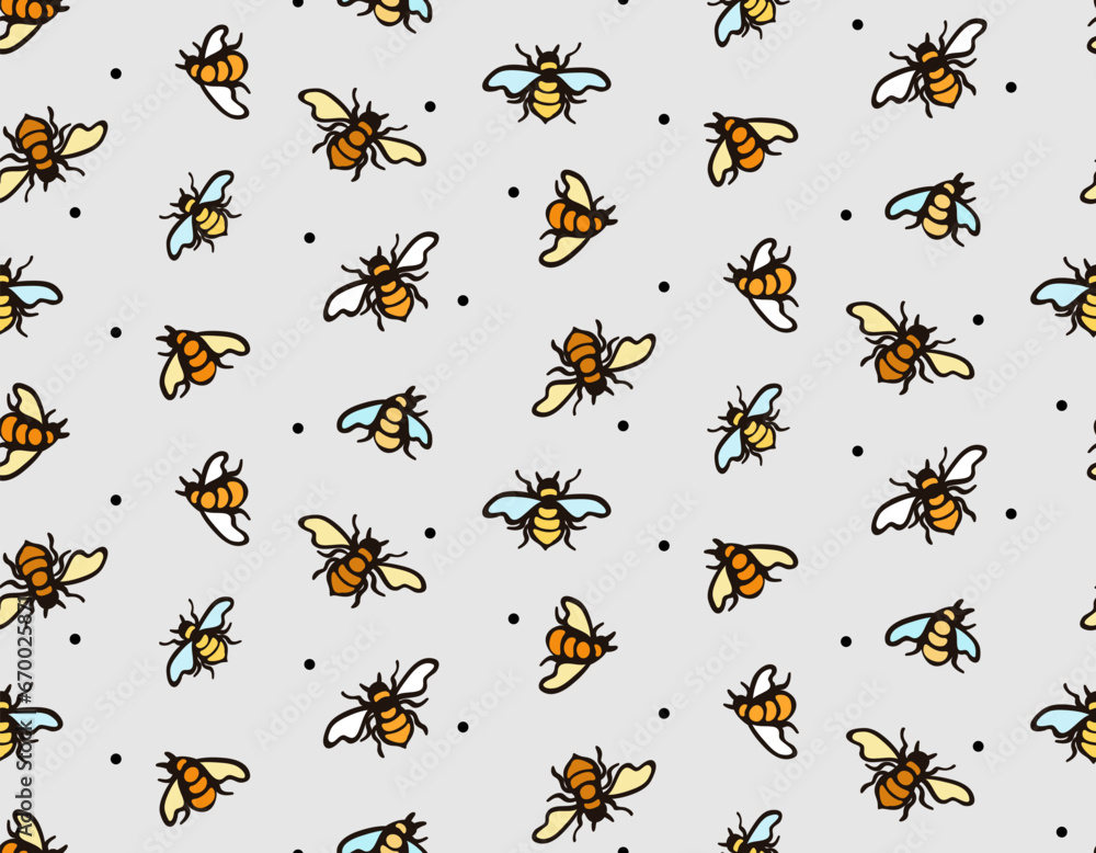 Flying bees hand drawn on a gray background Flying bees hand drawn on a gray background