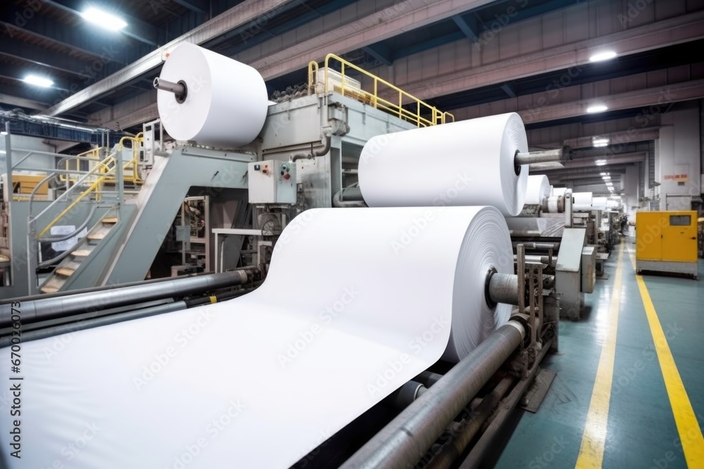 close-up shot of thermal paper manufacturing process - obrazy, fototapety, plakaty 