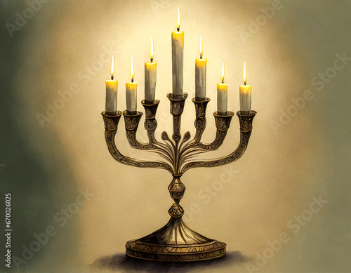 Holiday Candle Holder, traditional Hebrew festival of lights candelabra.
