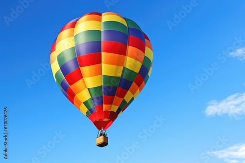 a colorful hot air balloon rising into a clear sky © studioworkstock