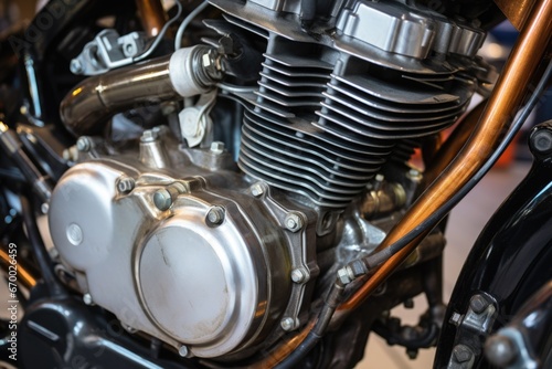 close-up of a motorcycles engine with high detail © studioworkstock