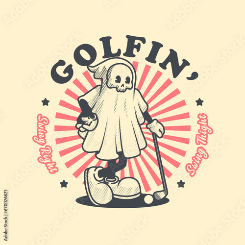 Ghost Golf Mascot Retro and Vintage