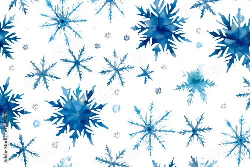 Snowflake pattern  Christmas and New Year theme in watercolor style isolate on white