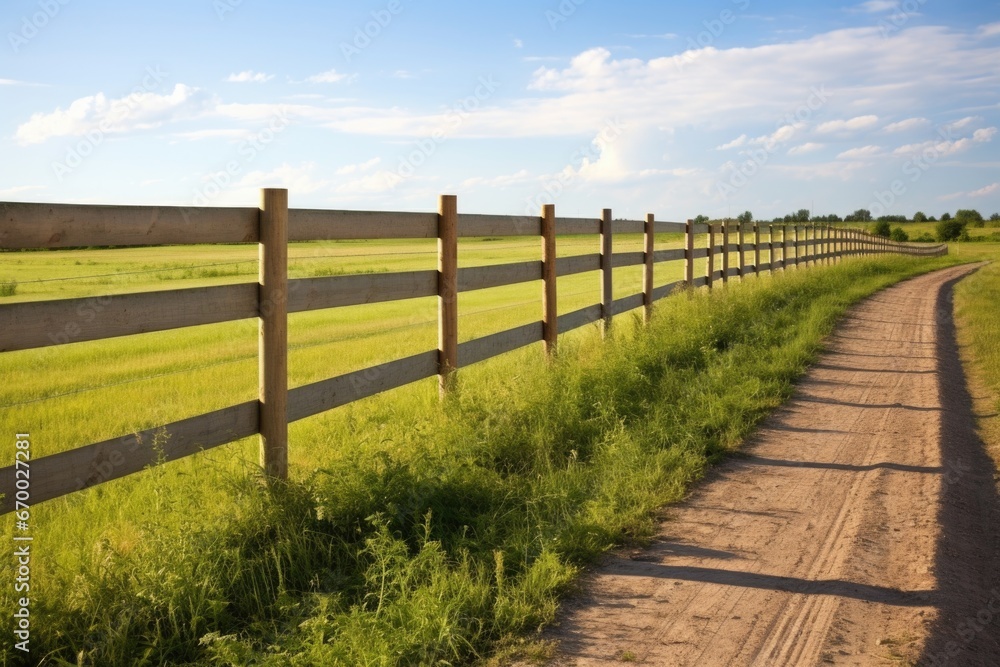 a newly wooden fence in a farmland