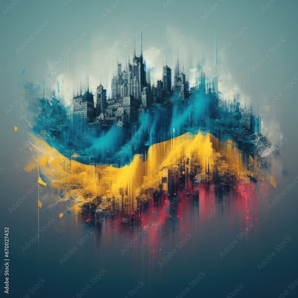 Beautiful ukrainian flag with blue and yellow colors stop war background