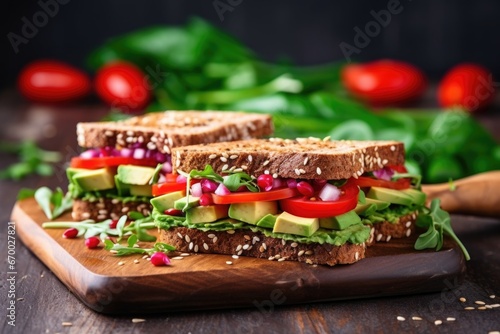 healthy sandwiches with whole grain bread and vegetables