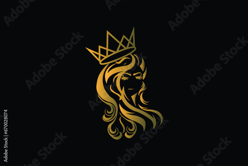 beauty logo, sexy queen wearing crown logo photo