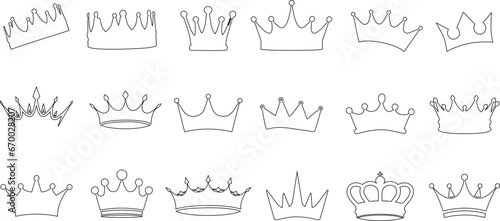 Hand drawn majestic crown icons vector illustration. Perfect for royal, king, queen, prince, princess themes. Ideal for monarchy, regal, coronation, sovereign, throne, kingdom, imperial designs