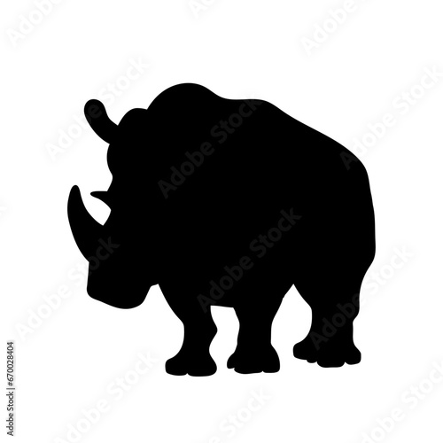 Silhouette of a large animal of the African savannah  rhinoceros. Vector graphics.