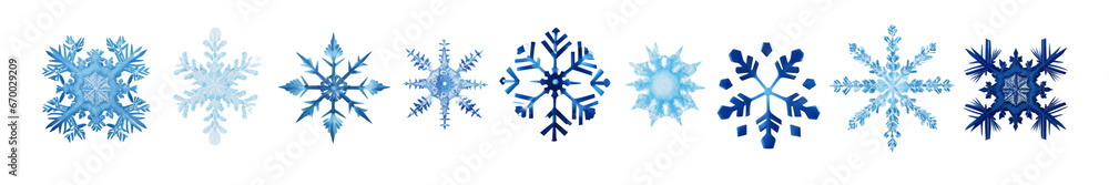 set of snowflakes isolated on transparent background set of snowflakes isolated on transparent background