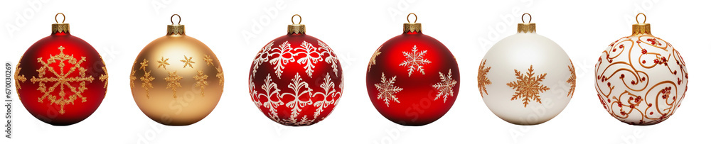 set of christmas tree decoration isolated on transparent background set of christmas tree decoration isolated on transparent background