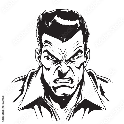 Angry man hand drawn sketch in comic style coloring book Vector