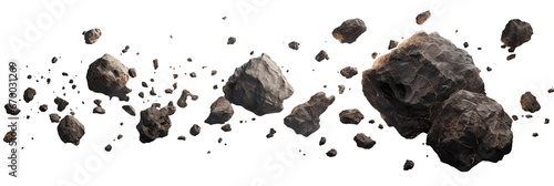 Asteroids isolated on a transparent background