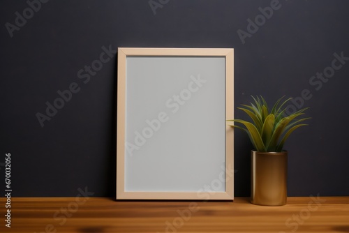A simple wall decor mockup with a sleek and modern flower vase as a centerpiece on a table.
