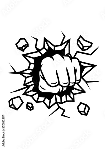 Fist hand punching break the wall vector