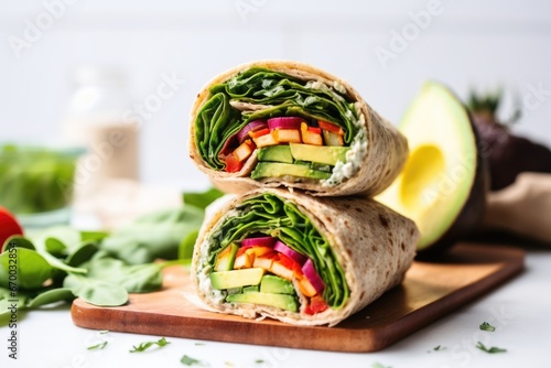 turkey and avocado wrap wrapped in parchment paper