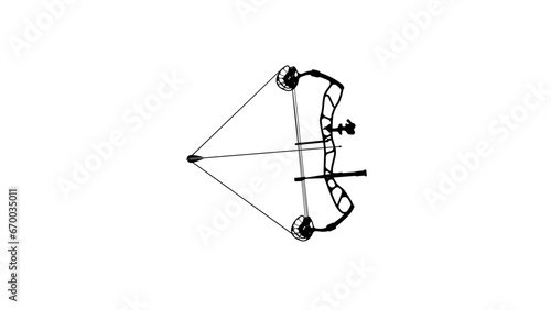 compound bow, black isolated silhouette
