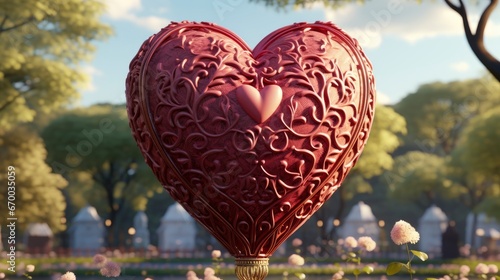 Beautiful Red Air Balloon Heart Shape, Background Image, Valentine Background Images, Hd