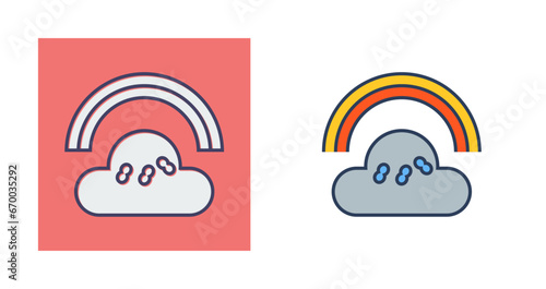 Cloudy with Rainbow Vector Icon