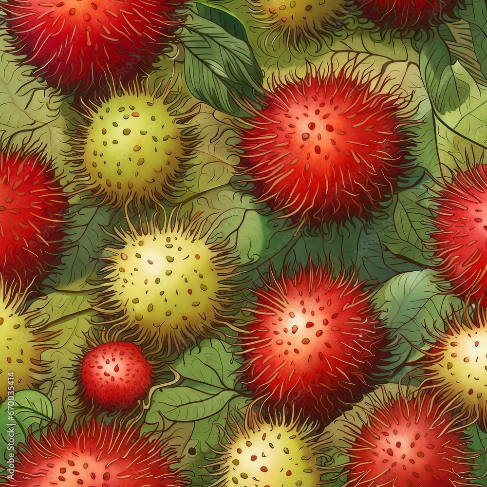 rambutan fruit illustration background
