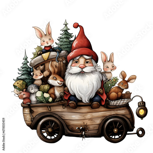 gnome in a sleigh, gnome  Christmas