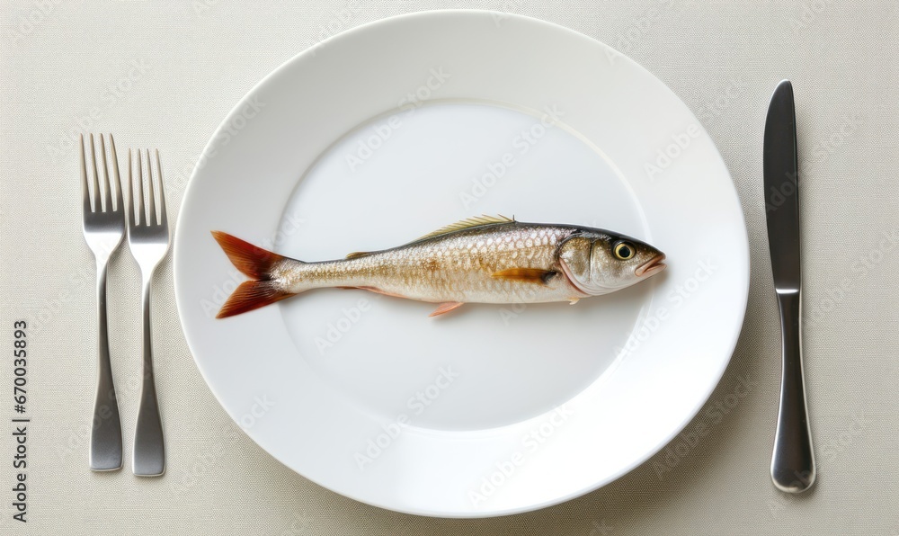 raw fish on a plate.