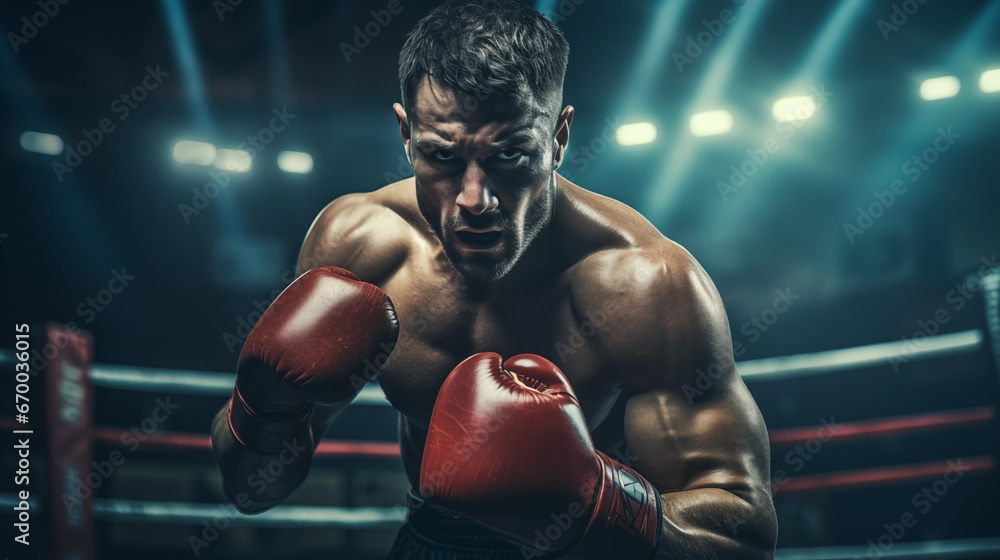 Boxer Ready For Battle In The Ring Showing Strength and Athletic Skills to become Champion Boxer Ready For Battle In The Ring Showing Strength and Athletic Skills to become Champion