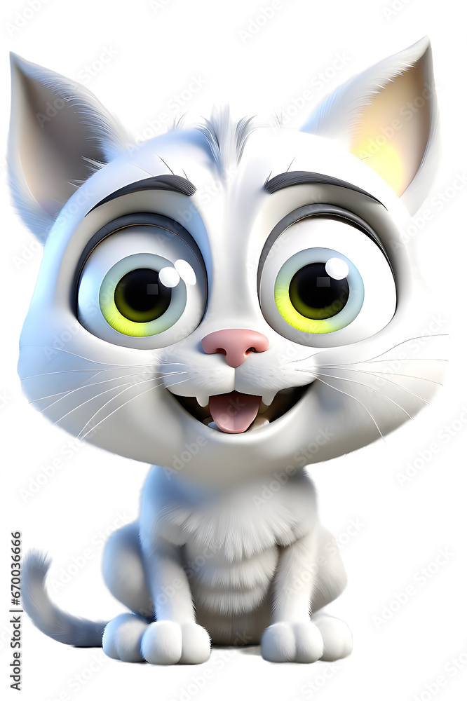 Cute Funny Cat 3D Illustration 