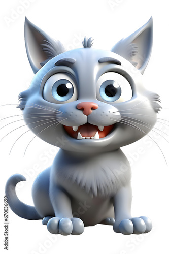 Cute Funny Cat 3D Illustration 