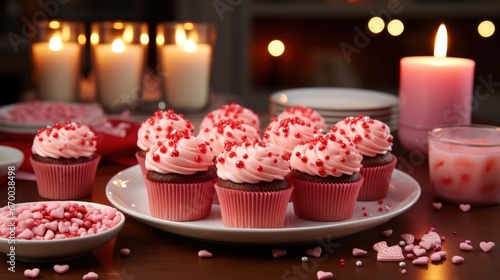 Cupcakes Decorated Sugar Hearts Valentines Day , Background Image, Valentine Background Images, Hd