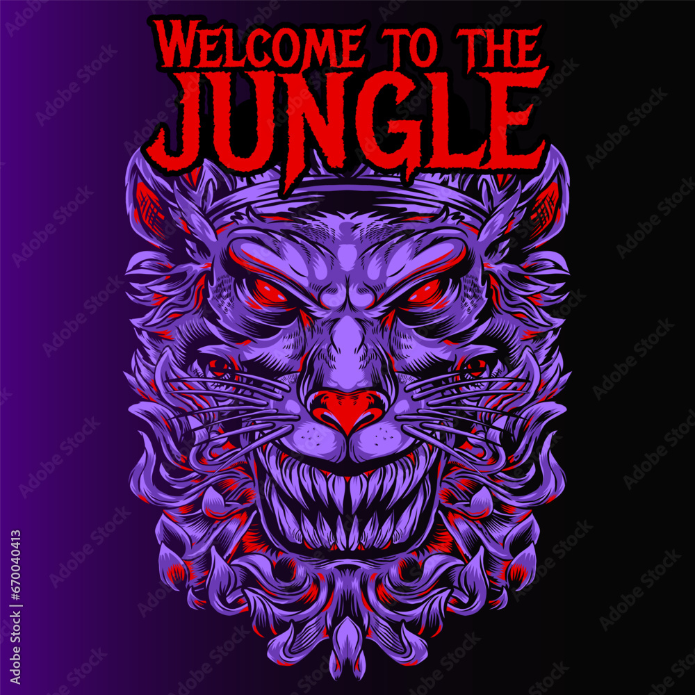 Aggressive wild demon beast head with graffiti illustration. Can be used for t-shirt print, mug print, pillows, fashion and print design. t-shirt design Aggressive wild demon beast head with graffiti illustration. Can be used for t-shirt print, mug print, pillows, fashion and print design. t-shirt design