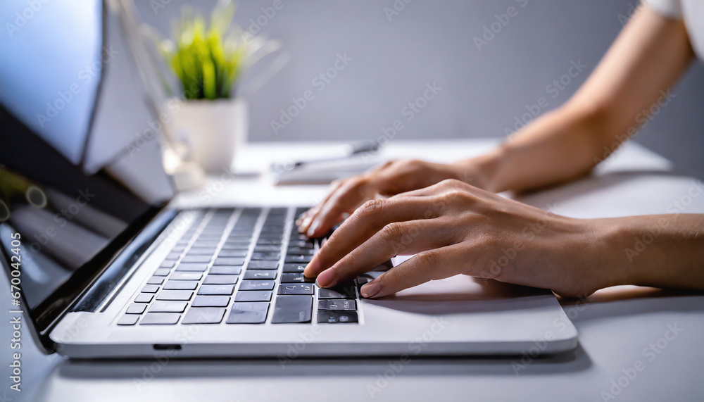 Typing keyboard on laptop computer Close-up
Typing keyboard on laptop computer Close-up