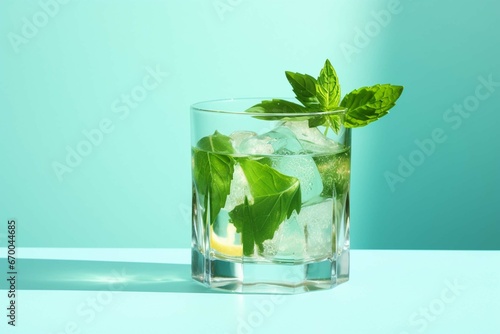 Mojito cocktail with mint. Created with generative AI