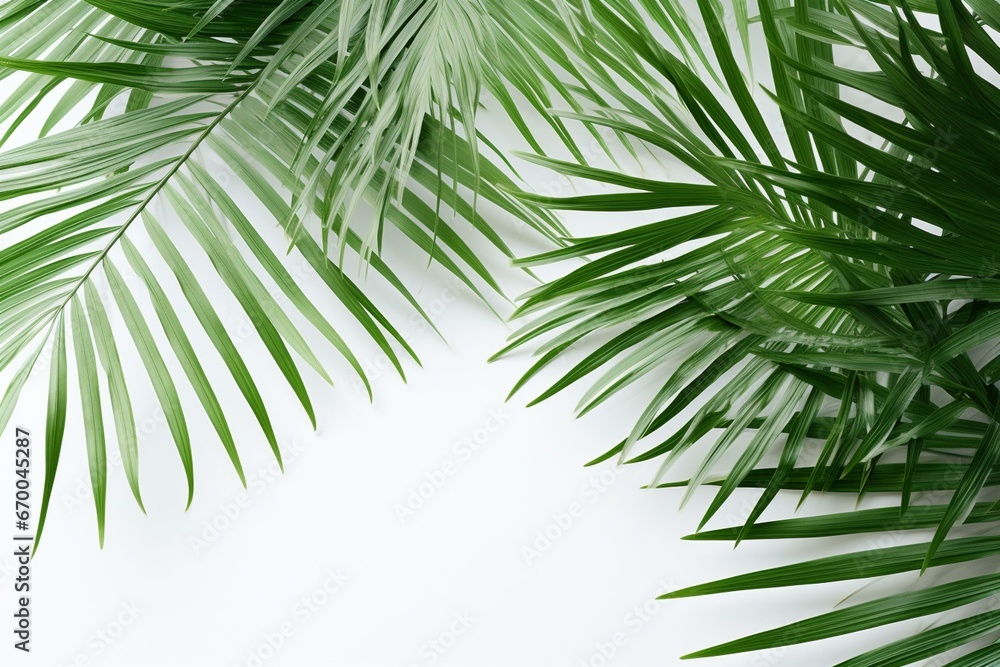 Palm leaves against white background. Generative AI