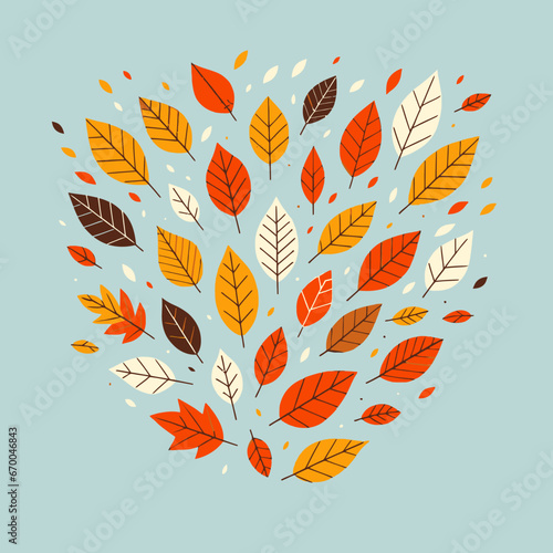 Drifting Autumn Leaves Flat Vector Collage