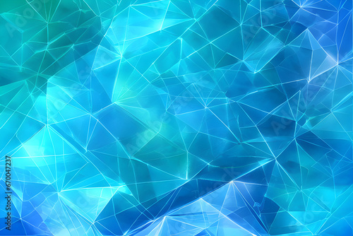 Abstract light blue gradient geometric polygon crystal pattern background with blue lines poly art style