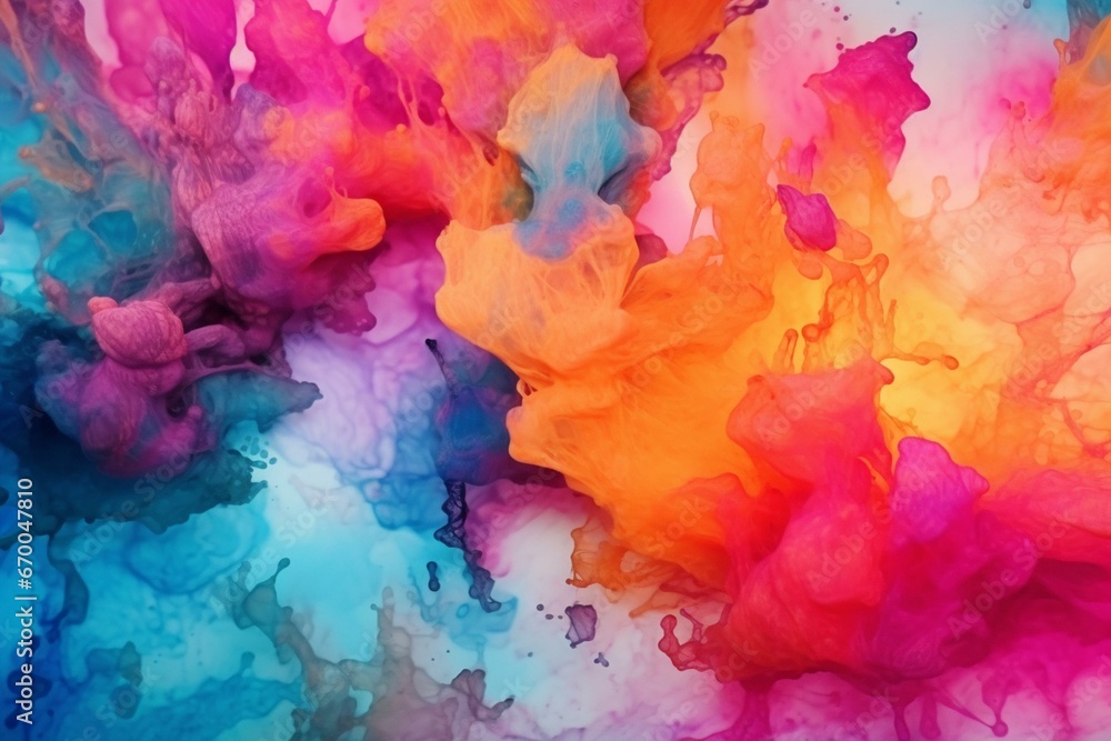 Colorful abstract background with vibrant alcohol ink. Generative AI